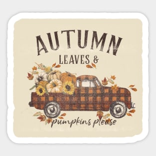 Autumn Leaves & Pumpkins Please Sticker